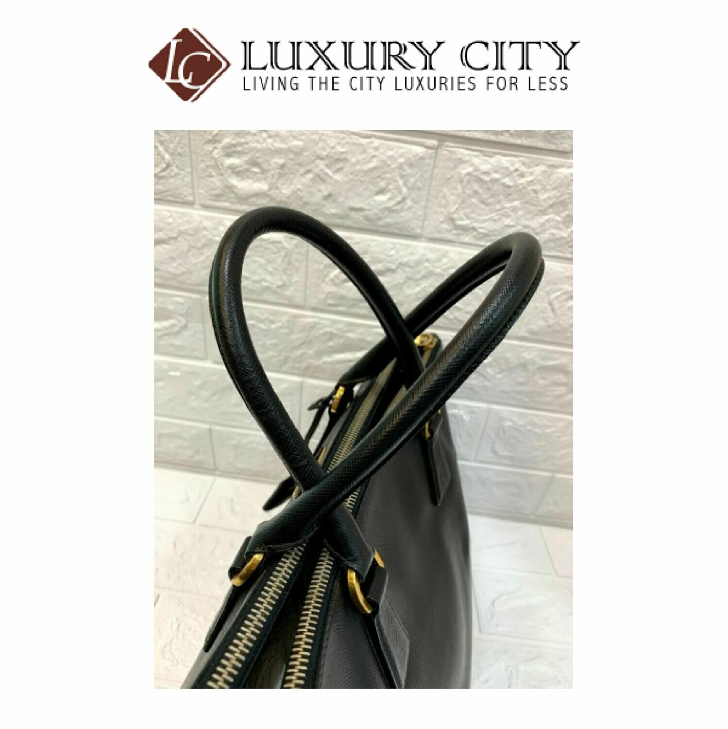 [Luxury City] Preloved Authentic Prada Black Saffiano Lux Tote Bag With Gold Hardware