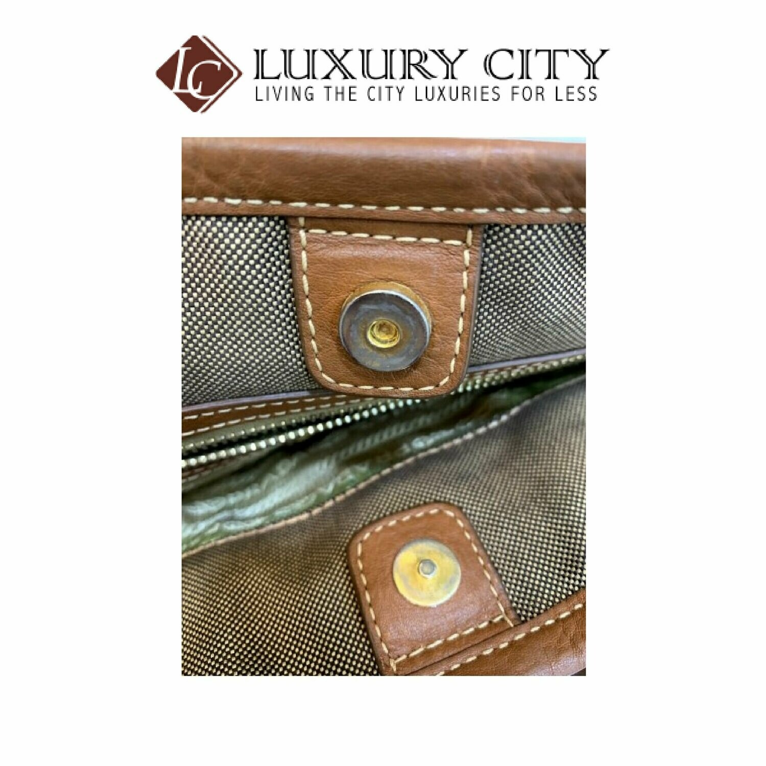 [Luxury City] Preloved Authentic Prada Bauletto Aperto Jacquard Corda Brandy