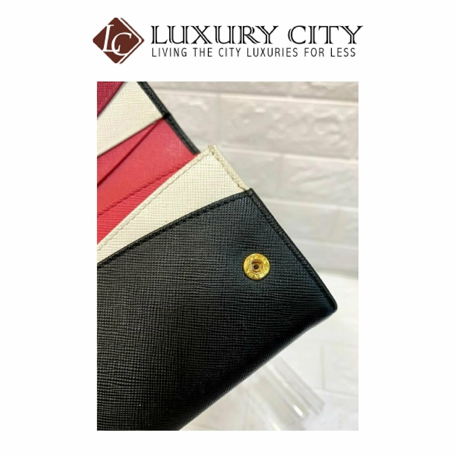 [Luxury City] Preloved Authentic Prada Saffiano Niro Ibisco Long Wallet