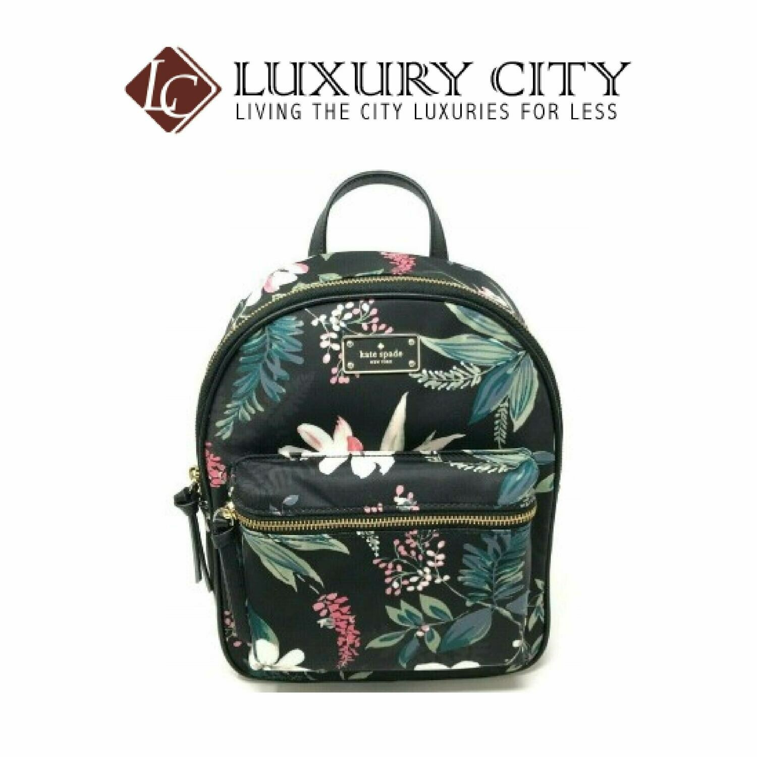 [Luxury City] Kate Spade Small Bradley Wilson Road Botanical Floral Backpack Katespade-WKRU5753 (Black)