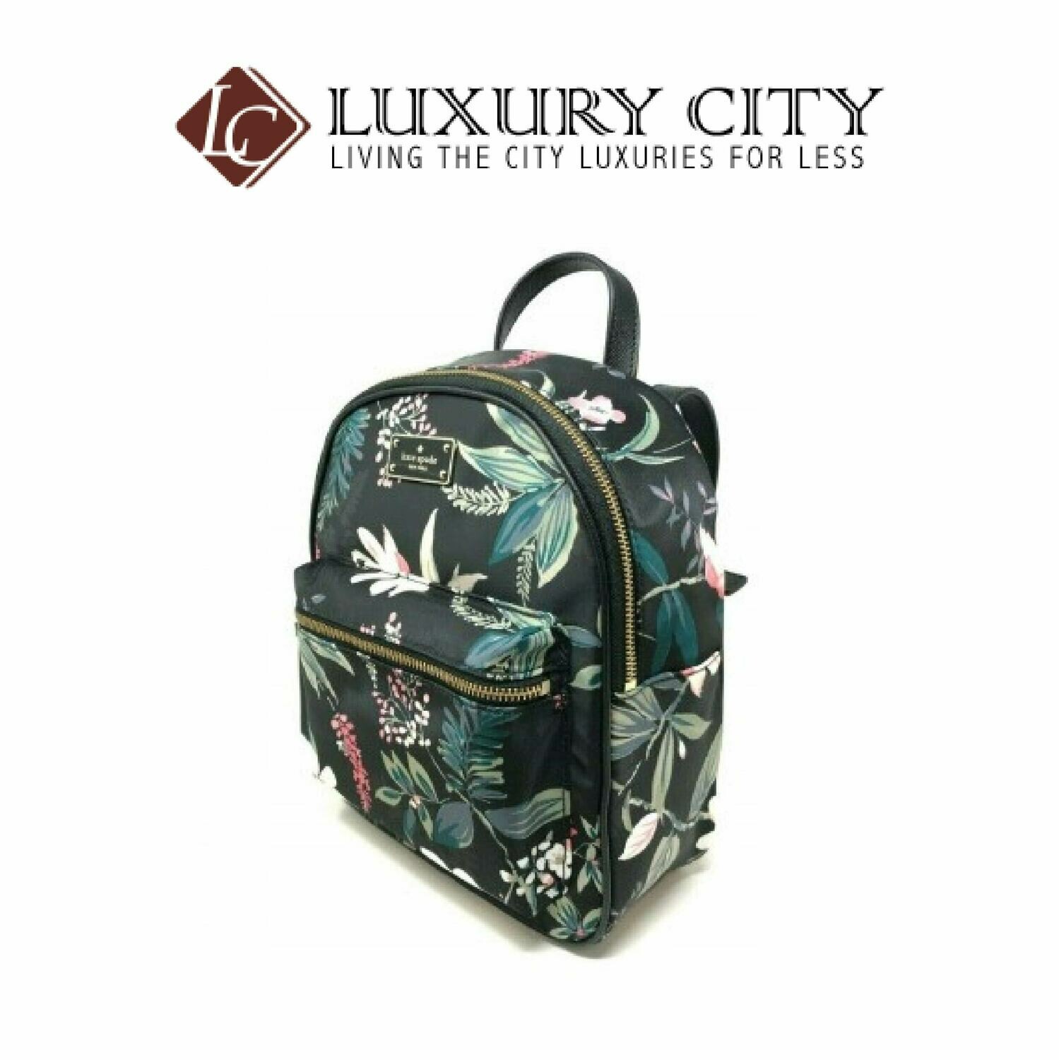 [Luxury City] Kate Spade Small Bradley Wilson Road Botanical Floral Backpack Katespade-WKRU5753 (Black)