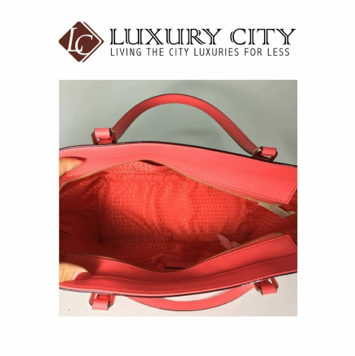 [Luxury City] Kate Spade Laurel Way Saffiano Crab Red Shoulder Bag Tote