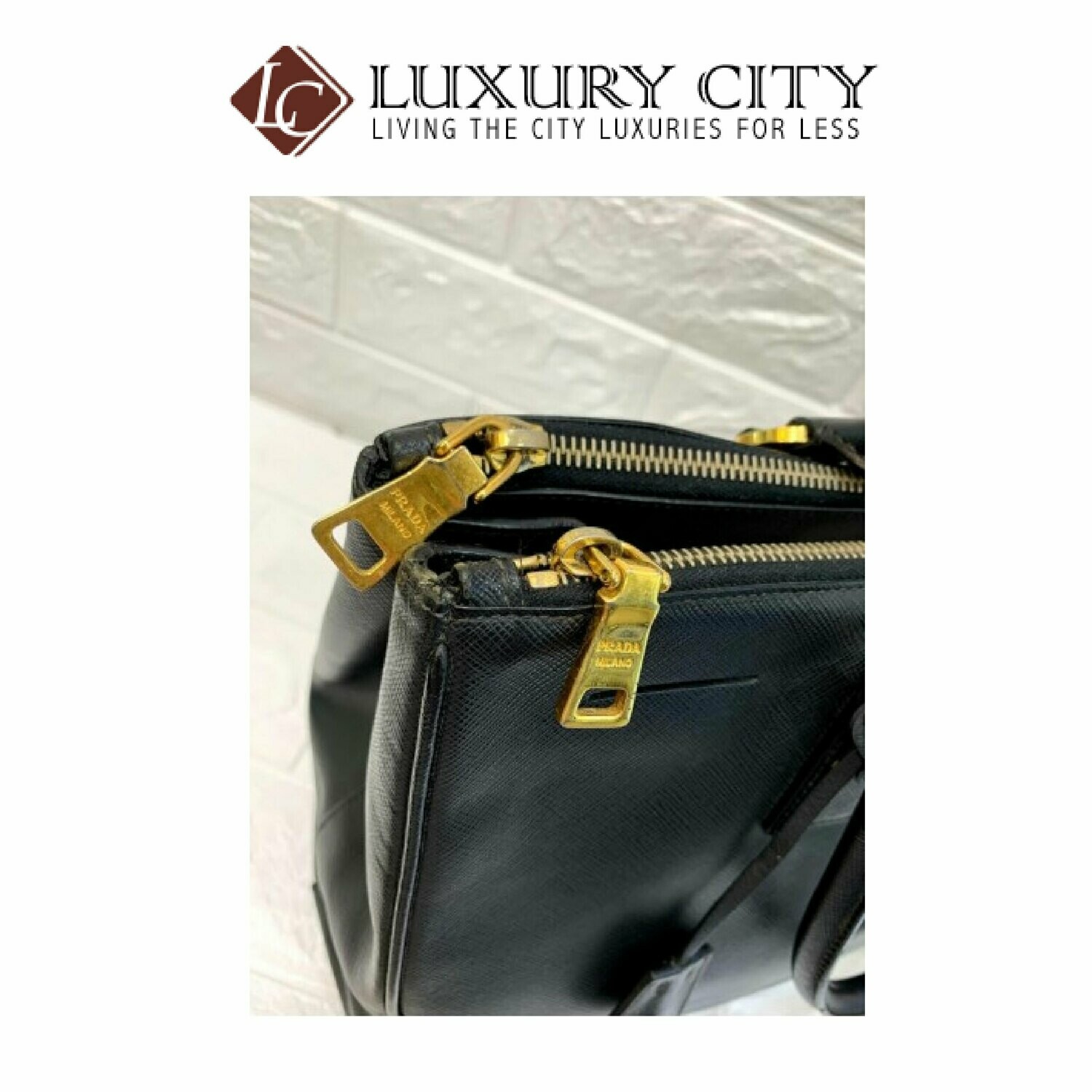 [Luxury City] Preloved Authentic Prada Black Saffiano Lux Tote Bag With Gold Hardware