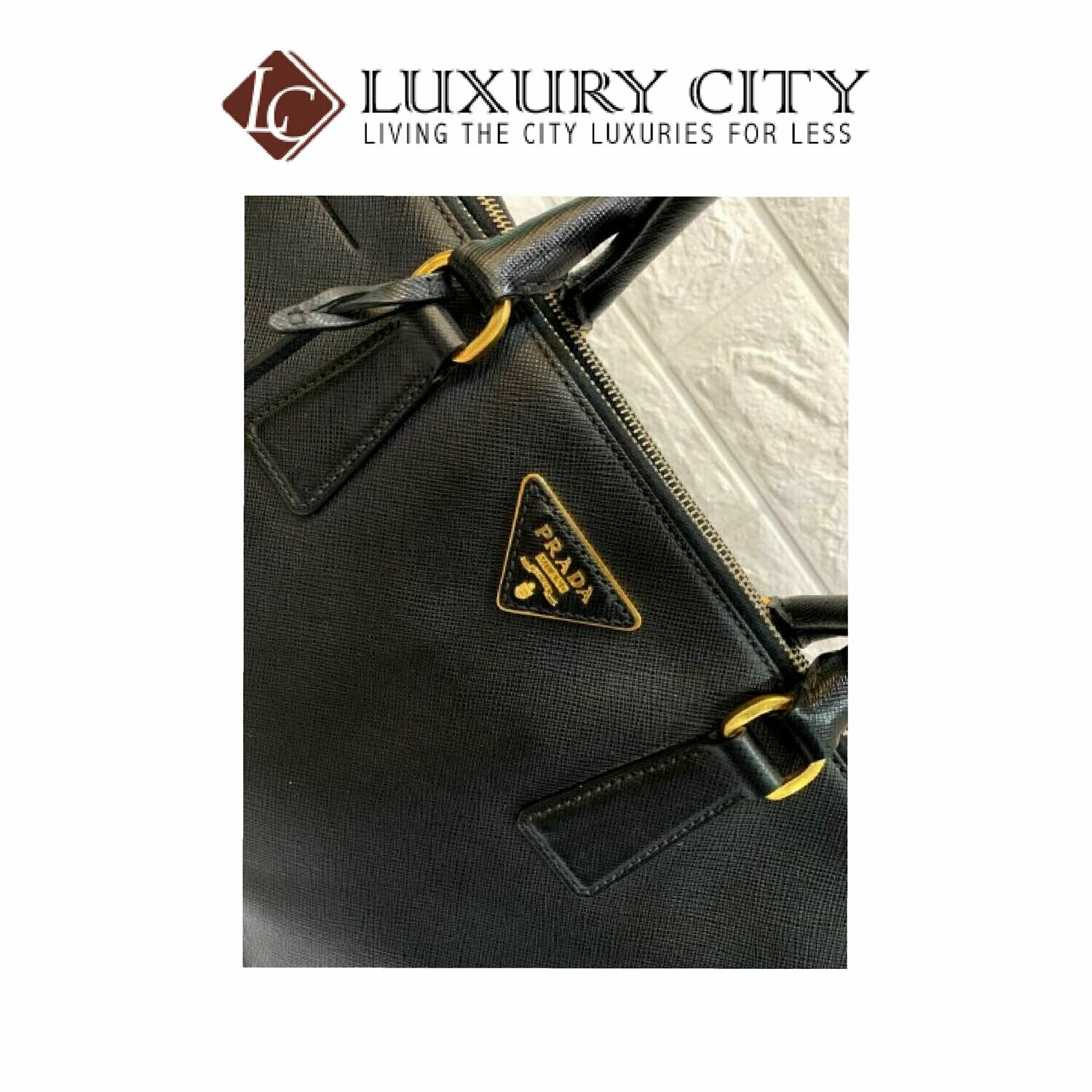 [Luxury City] Preloved Authentic Prada Black Saffiano Lux Tote Bag With Gold Hardware