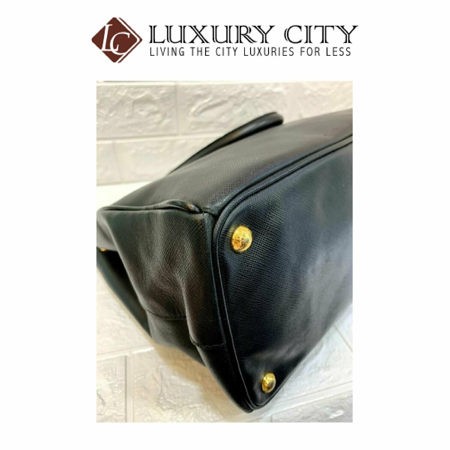 [Luxury City] Preloved Authentic Prada Black Saffiano Lux Tote Bag With Gold Hardware