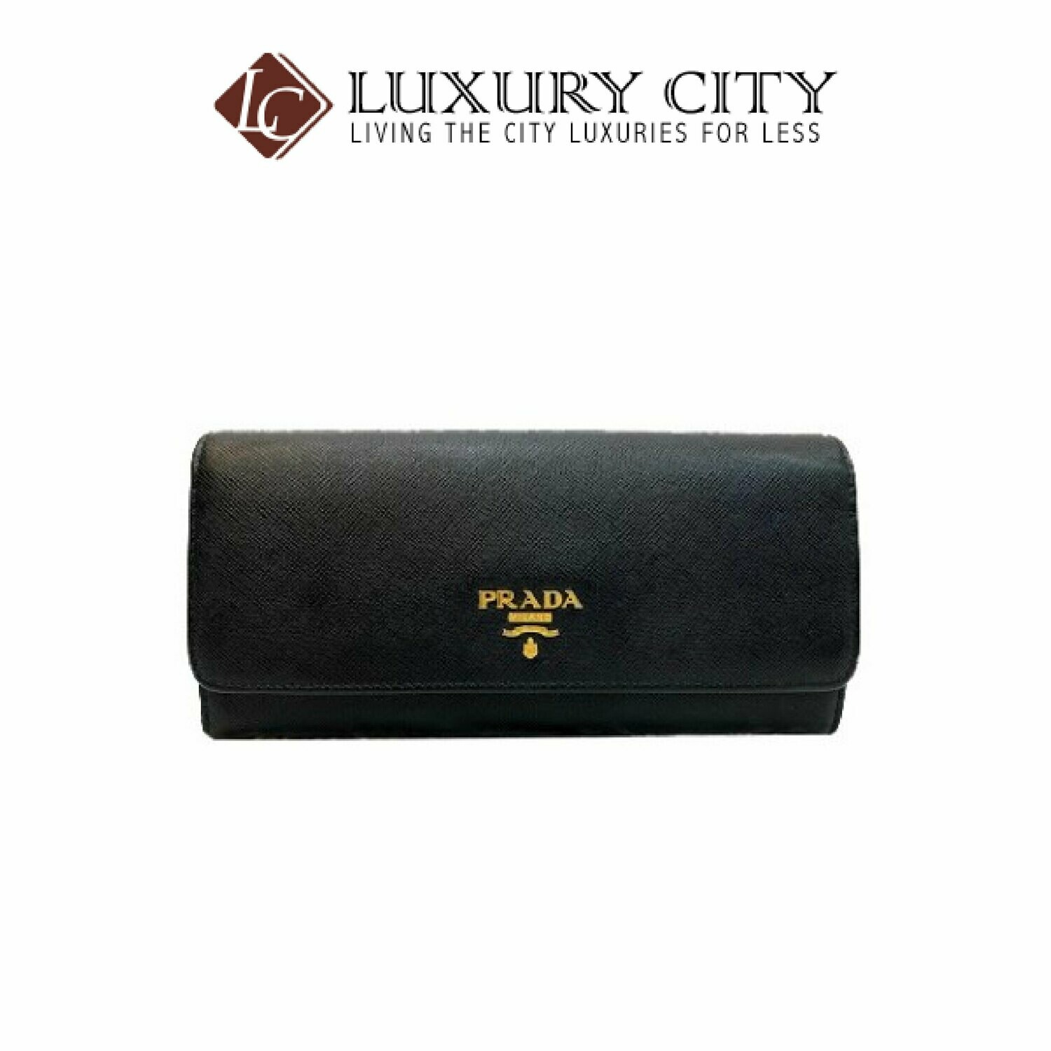 [Luxury City] Preloved Authentic Prada Saffiano Niro Ibisco Long Wallet