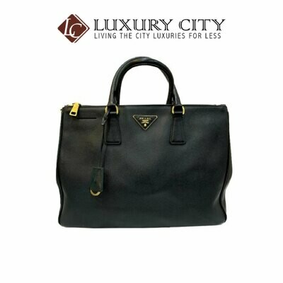 [Luxury City] Preloved Authentic Prada Black Saffiano Lux Tote Bag With Gold Hardware