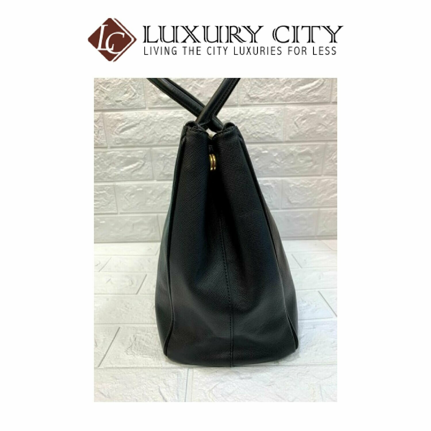 [Luxury City] Preloved Authentic Prada Black Saffiano Lux Tote Bag With Gold Hardware