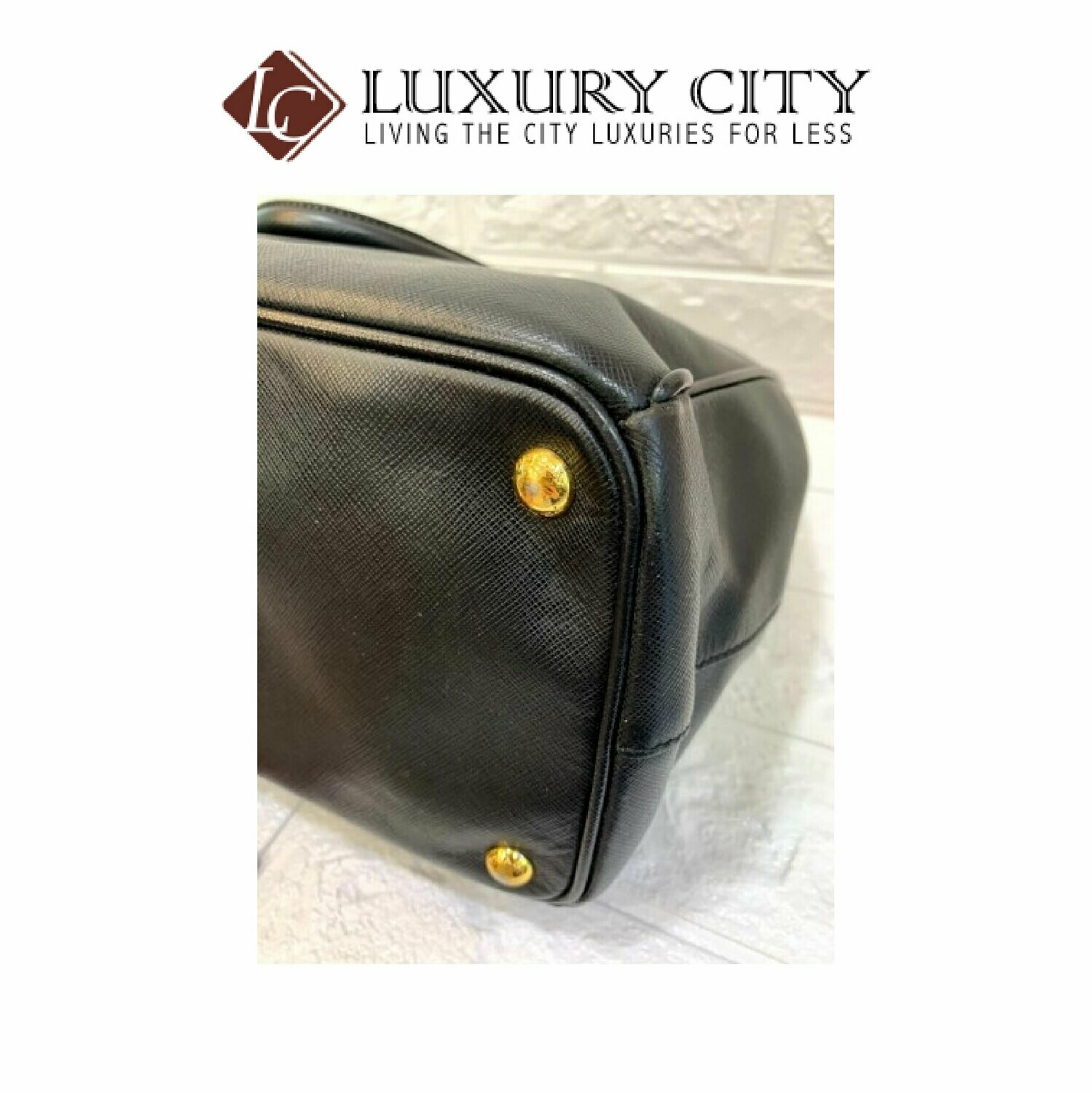 [Luxury City] Preloved Authentic Prada Black Saffiano Lux Tote Bag With Gold Hardware