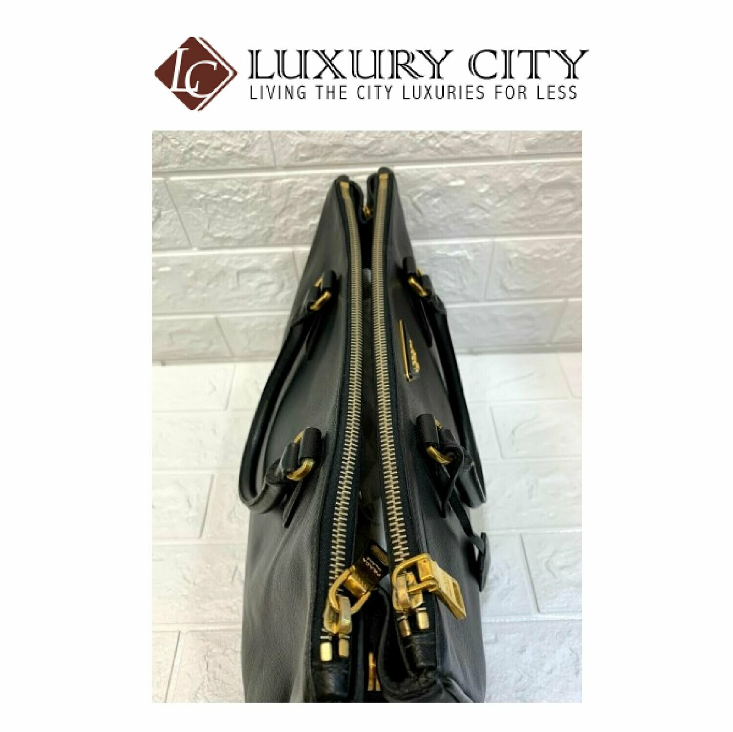 [Luxury City] Preloved Authentic Prada Black Saffiano Lux Tote Bag With Gold Hardware
