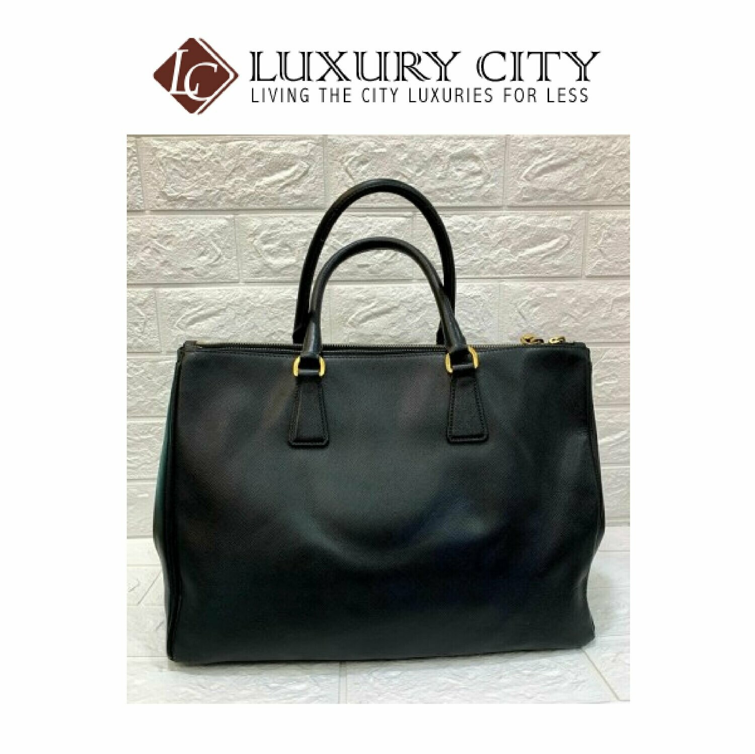 [Luxury City] Preloved Authentic Prada Black Saffiano Lux Tote Bag With Gold Hardware