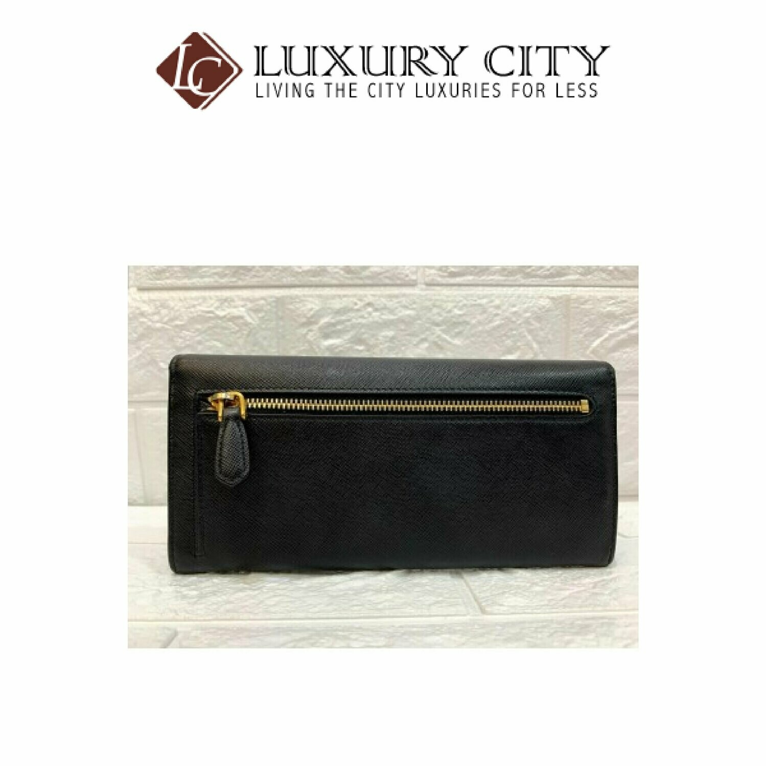 [Luxury City] Preloved Authentic Prada Saffiano Niro Ibisco Long Wallet