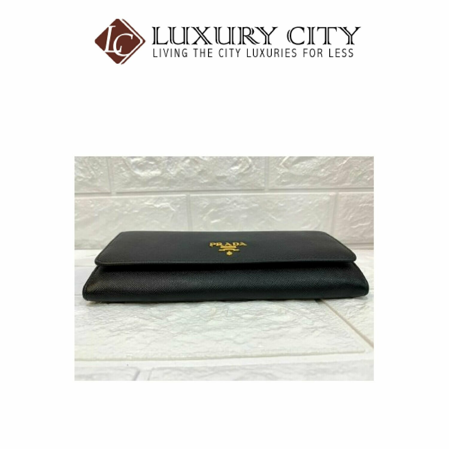 [Luxury City] Preloved Authentic Prada Saffiano Niro Ibisco Long Wallet