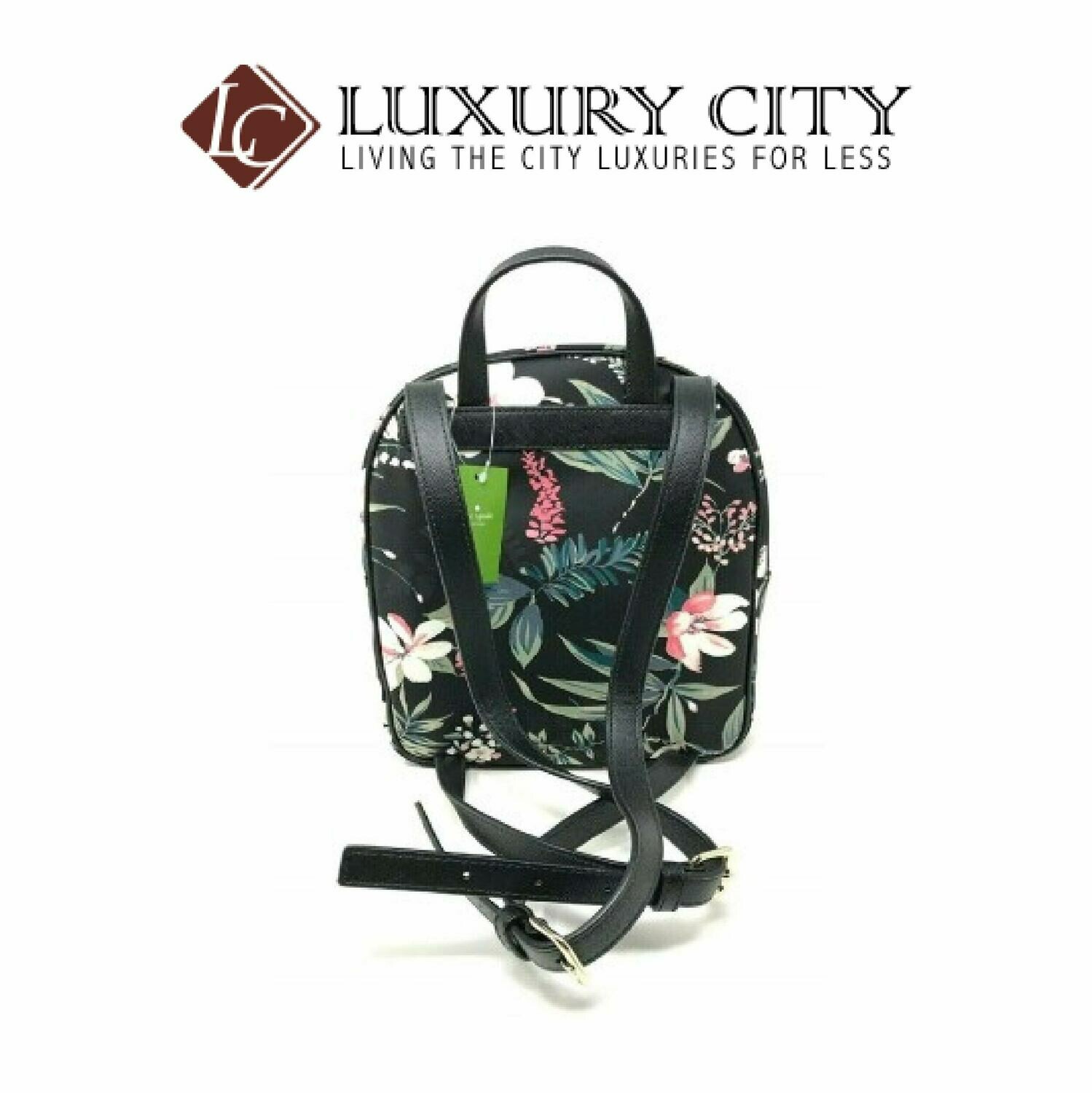 [Luxury City] Kate Spade Small Bradley Wilson Road Botanical Floral Backpack Katespade-WKRU5753 (Black)