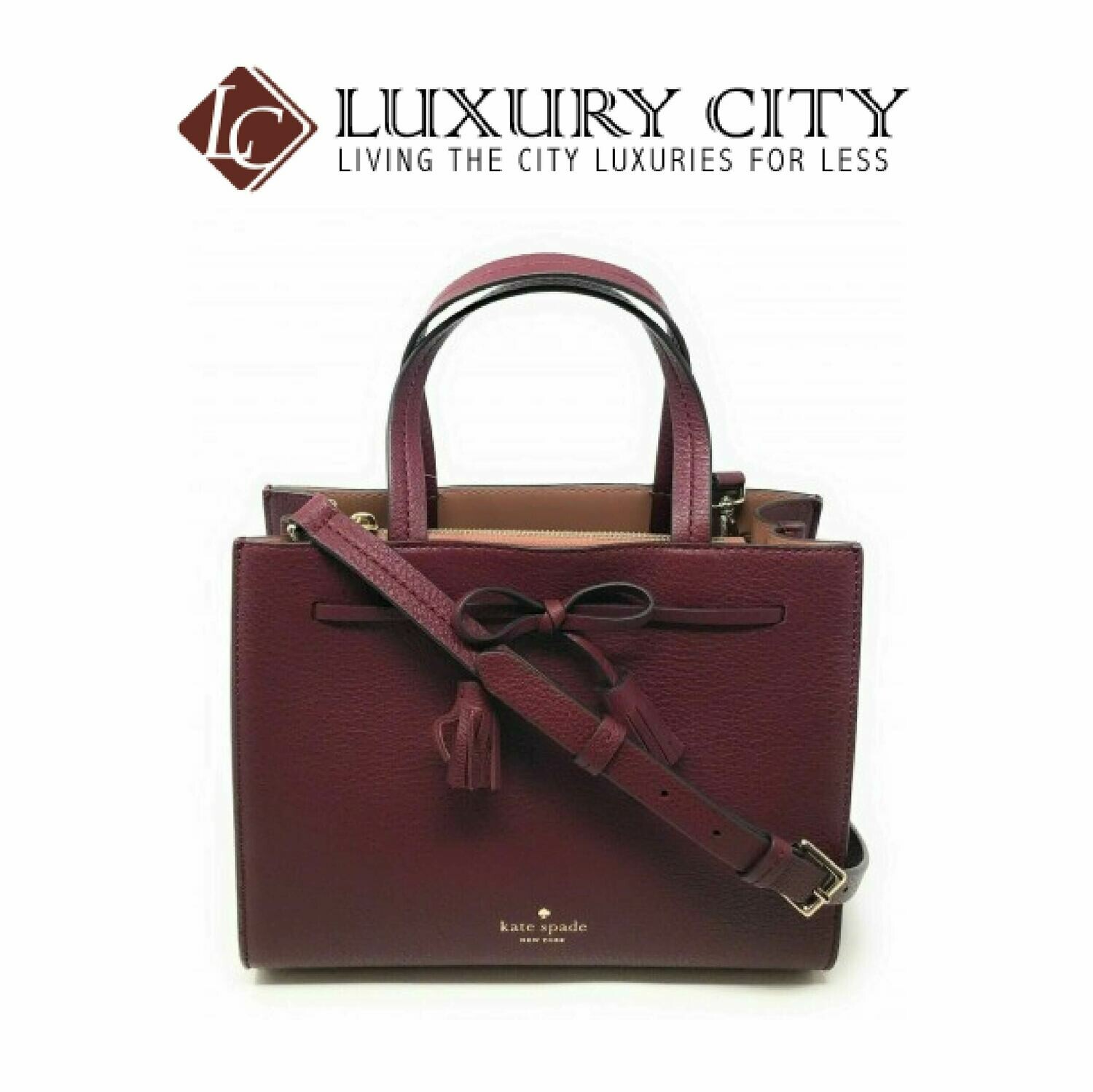 [Luxury City] Kate Spade New York Hayes Leather Satchel Maroon/Wine Katespade-WKRU5775