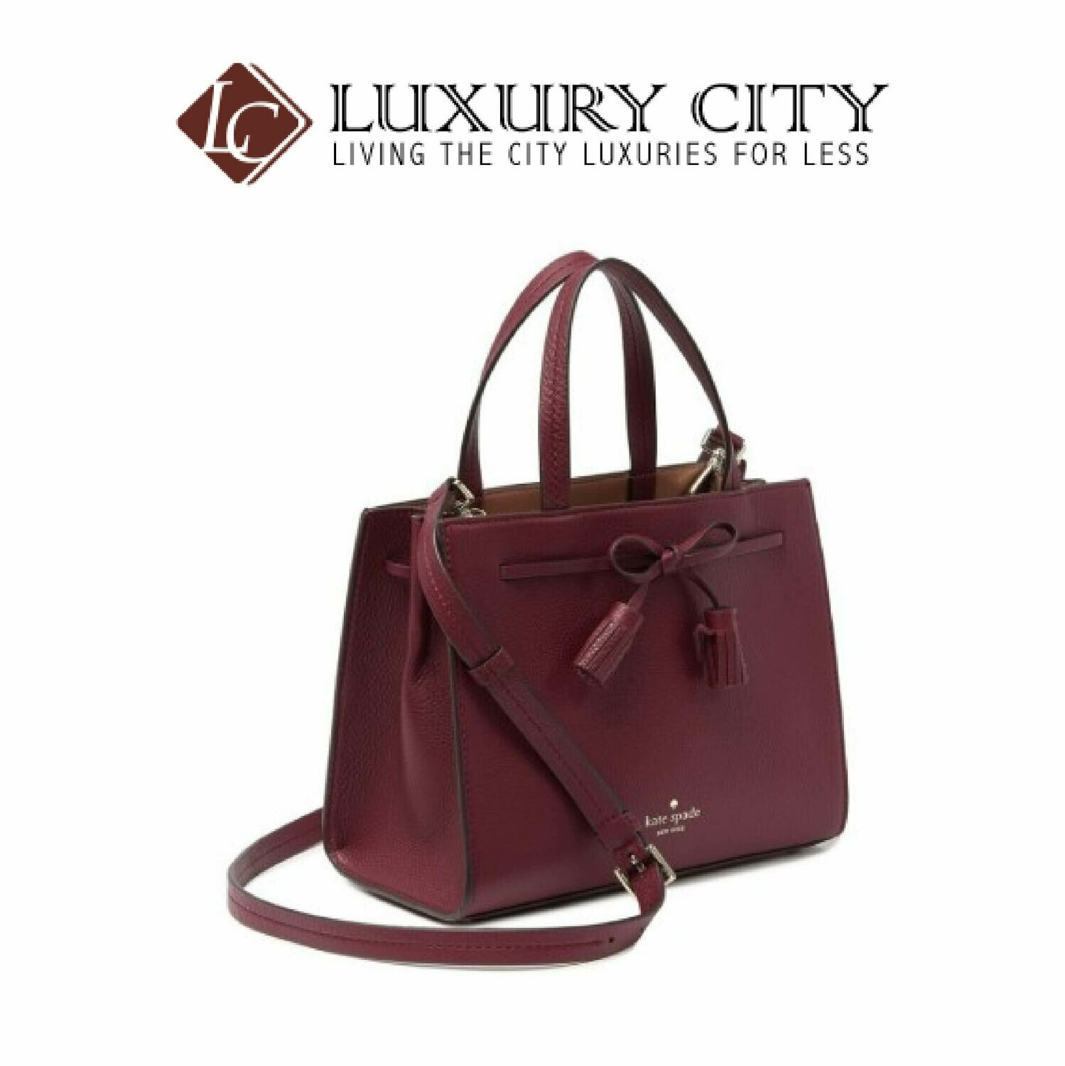 [Luxury City] Kate Spade New York Hayes Leather Satchel Maroon/Wine Katespade-WKRU5775