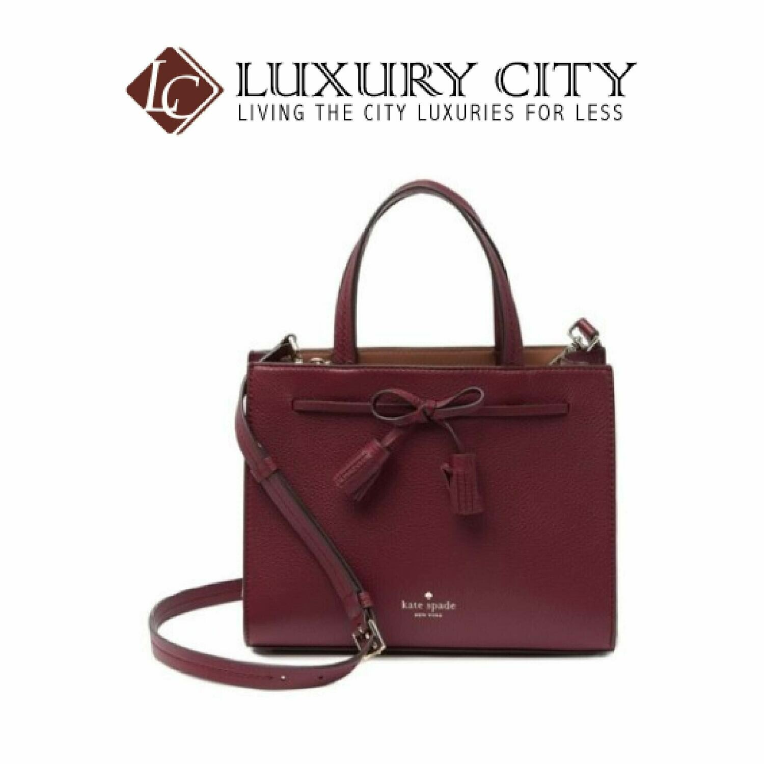 [Luxury City] Kate Spade New York Hayes Leather Satchel Maroon/Wine Katespade-WKRU5775