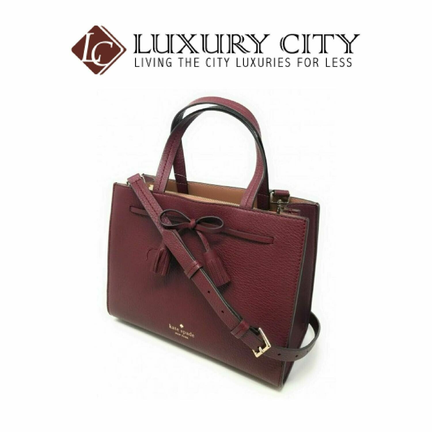 [Luxury City] Kate Spade New York Hayes Leather Satchel Maroon/Wine Katespade-WKRU5775