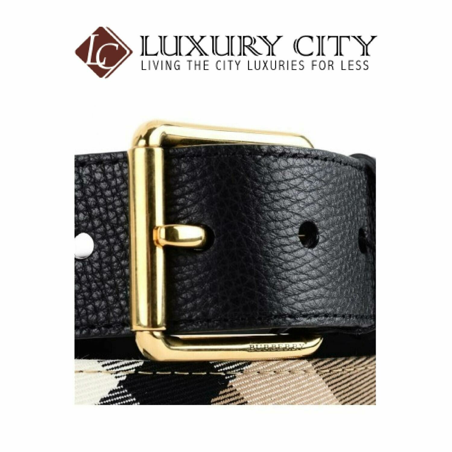 [Luxury City] Burberry House Check And Leather Belt Burberry-4041428