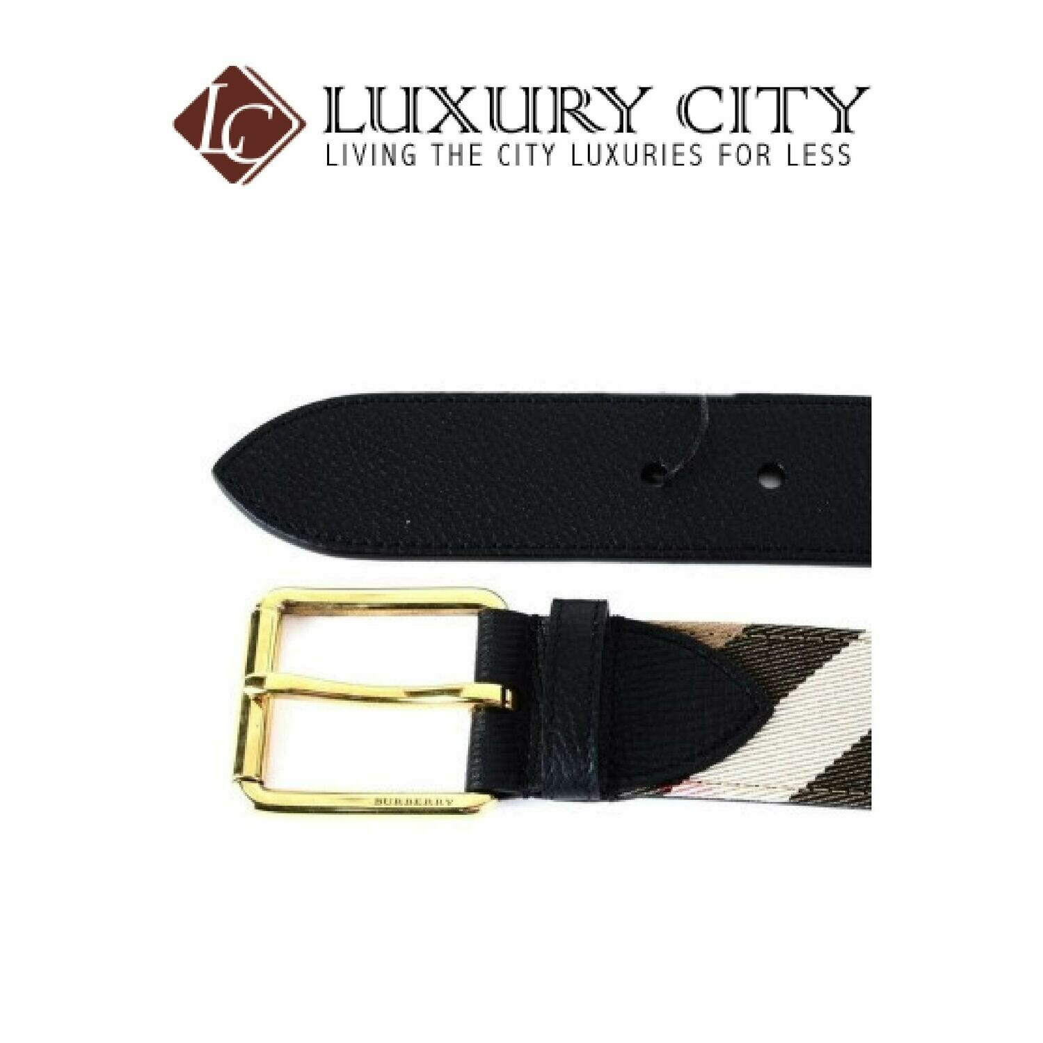 [Luxury City] Burberry House Check And Leather Belt Burberry-4041428