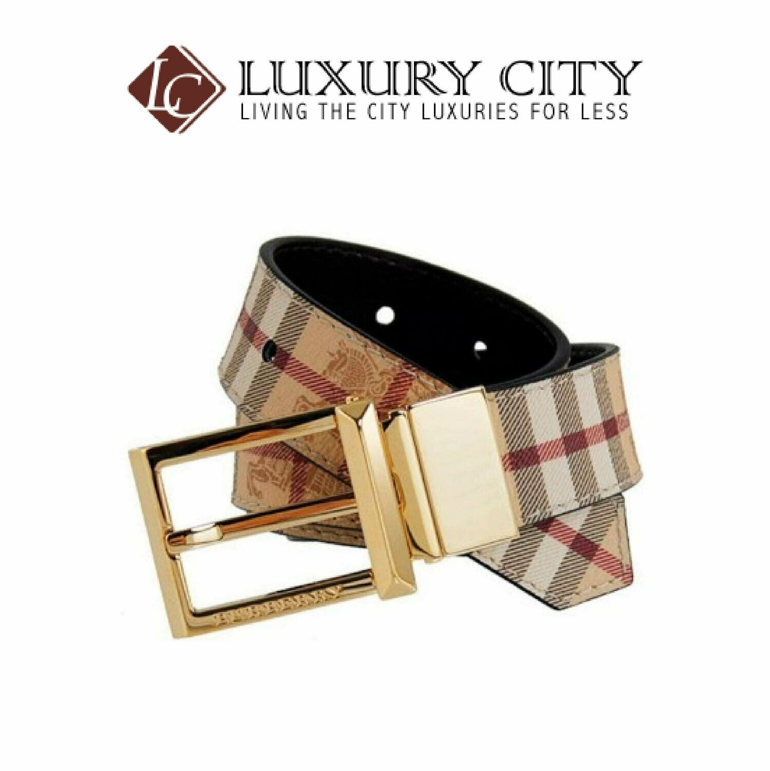 [Luxury City] Burberry Burley Men&#39;s Khaki Plaid PVC Belt