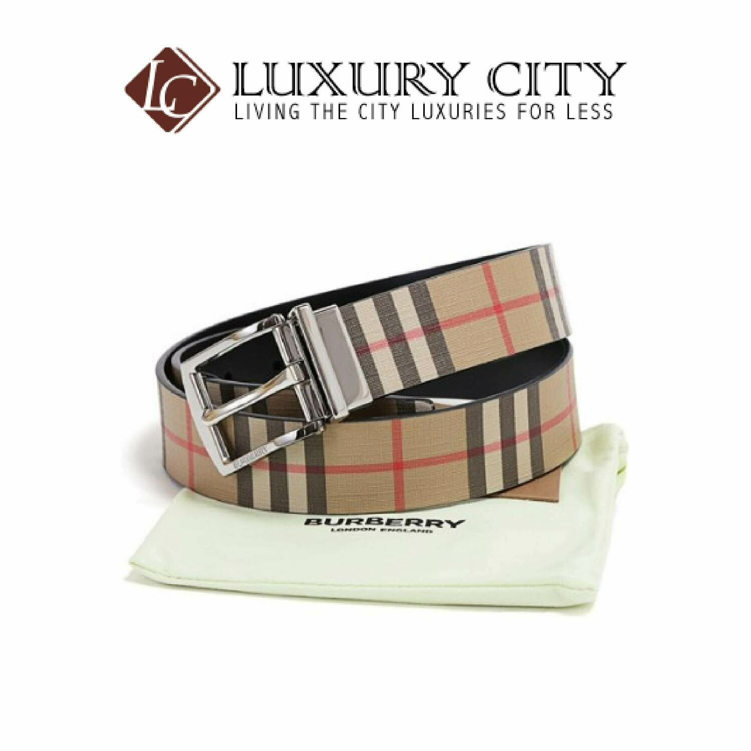 [Luxury City] Burberry Buckle Vintage Check E-Canvas Belt Burberry-8024184