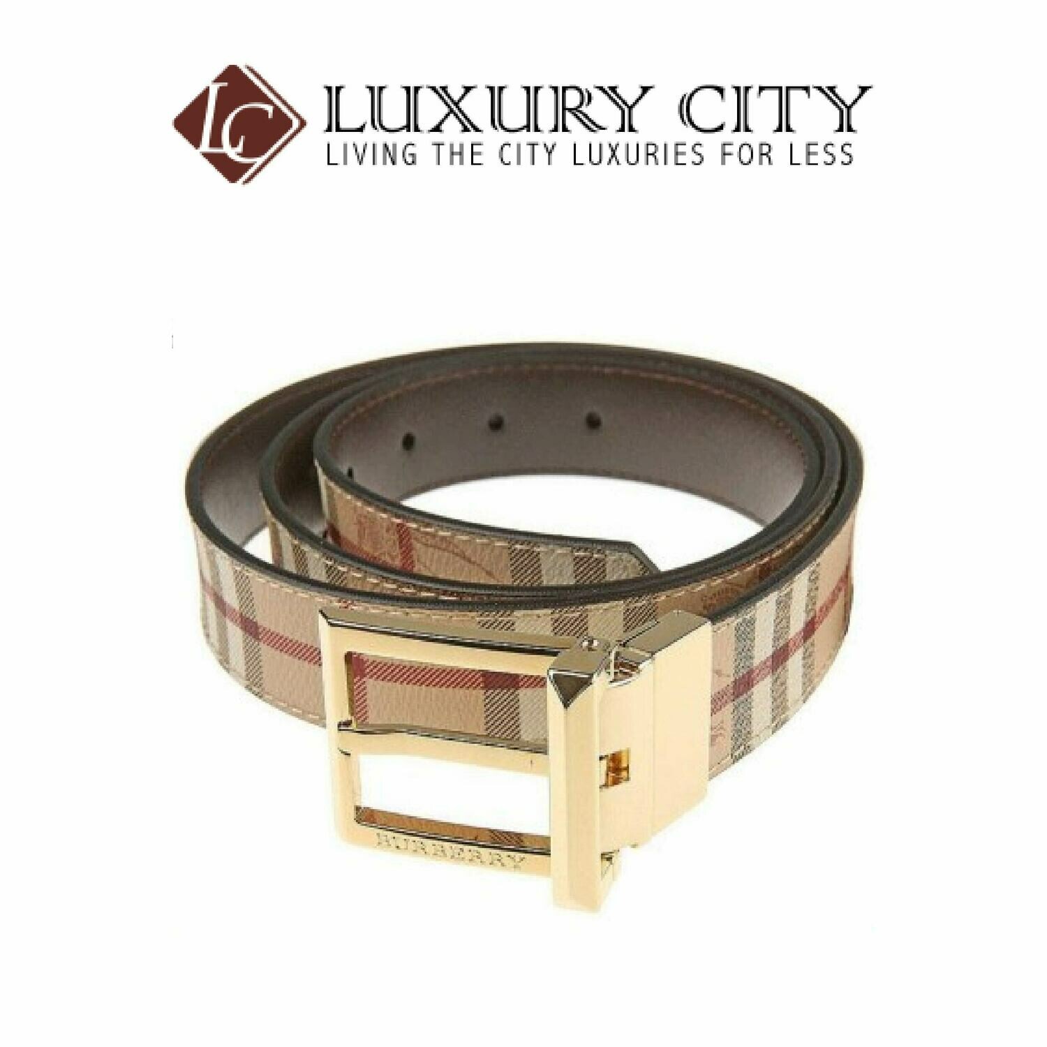 [Luxury City] Burberry Burley Men&#39;s Khaki Plaid PVC Belt