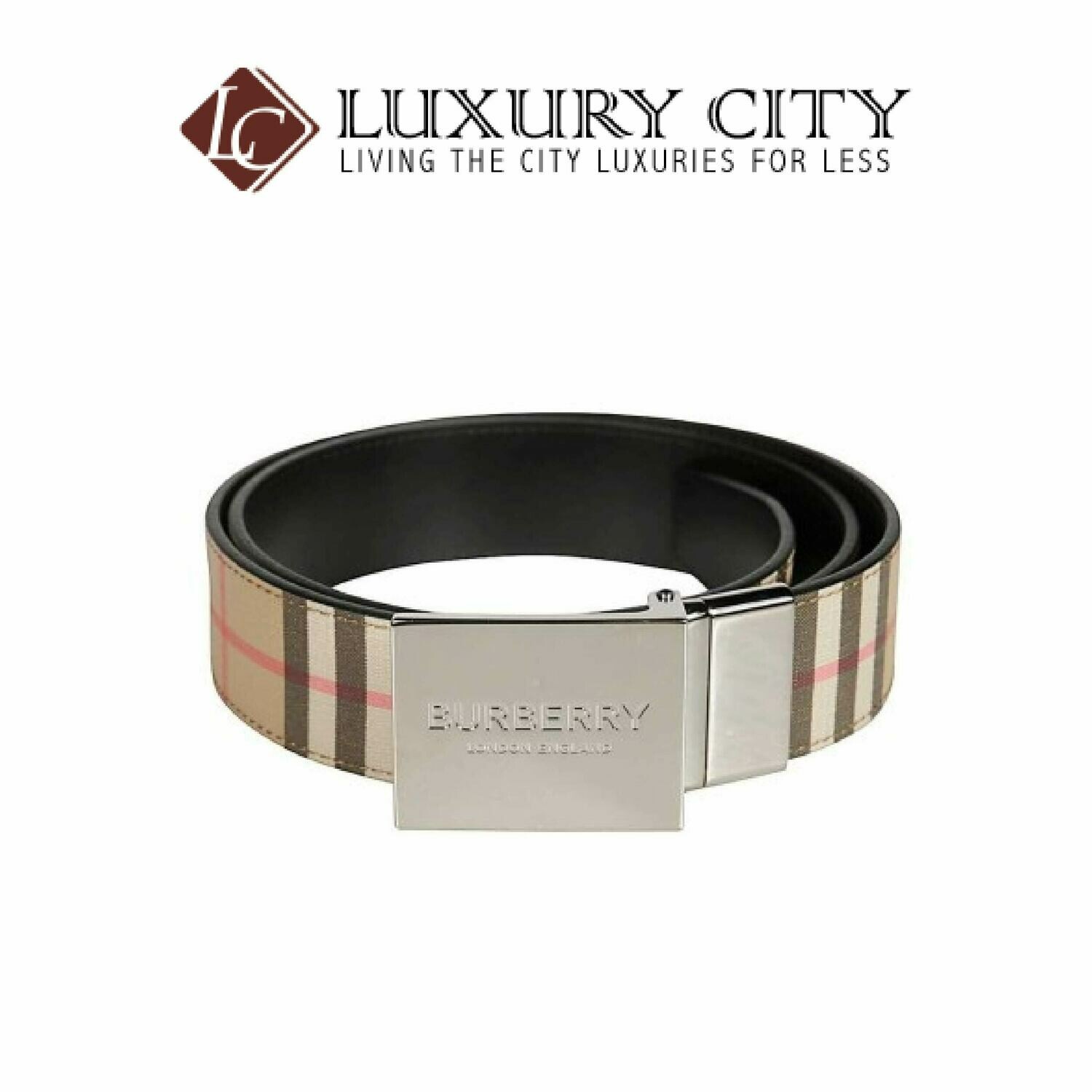 [Luxury City] Burberry Reversible Plaque Buckle Vintage Check E-Canvas Belt Burberry 8019817