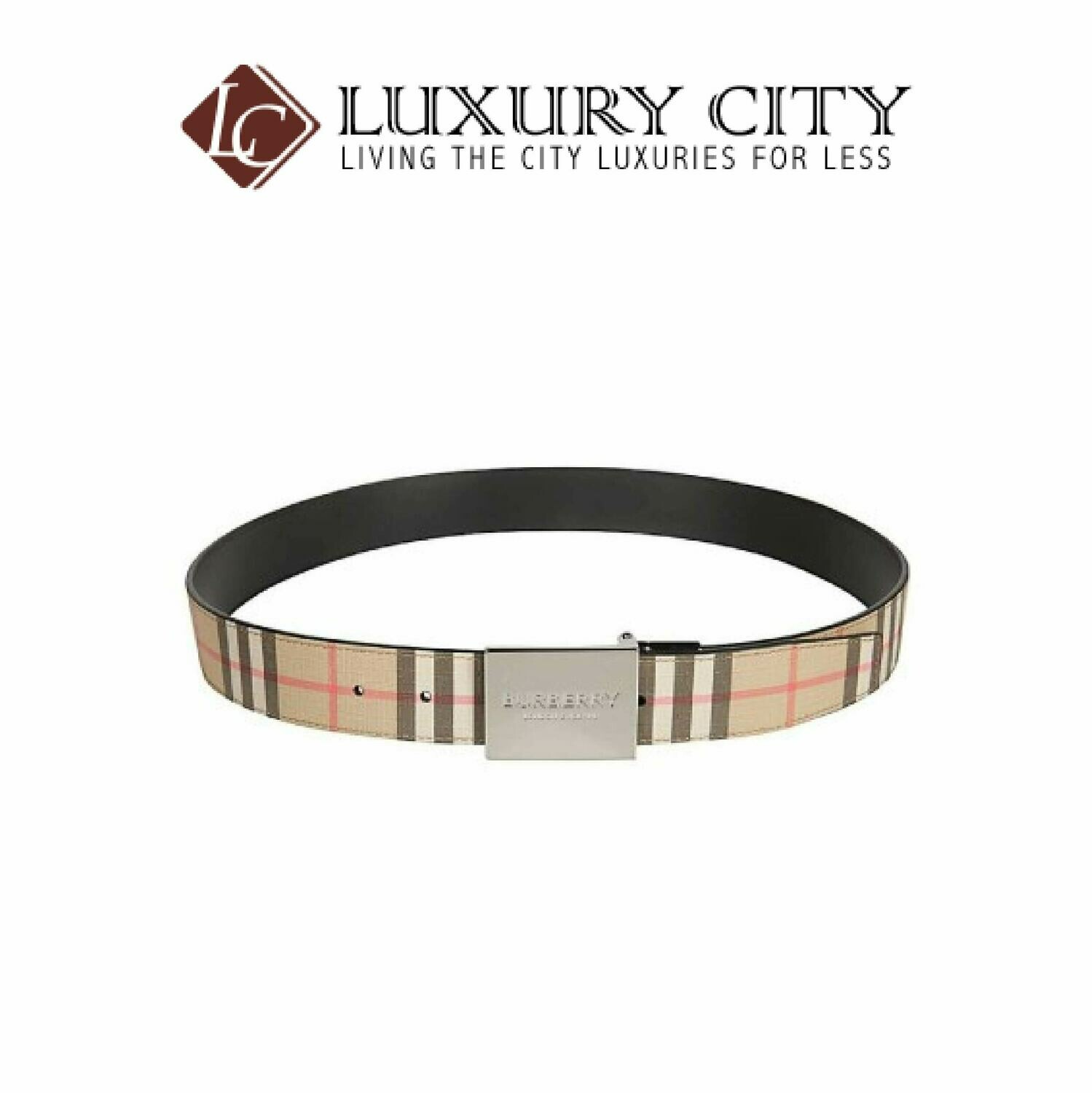 [Luxury City] Burberry Reversible Plaque Buckle Vintage Check E-Canvas Belt Burberry 8019817
