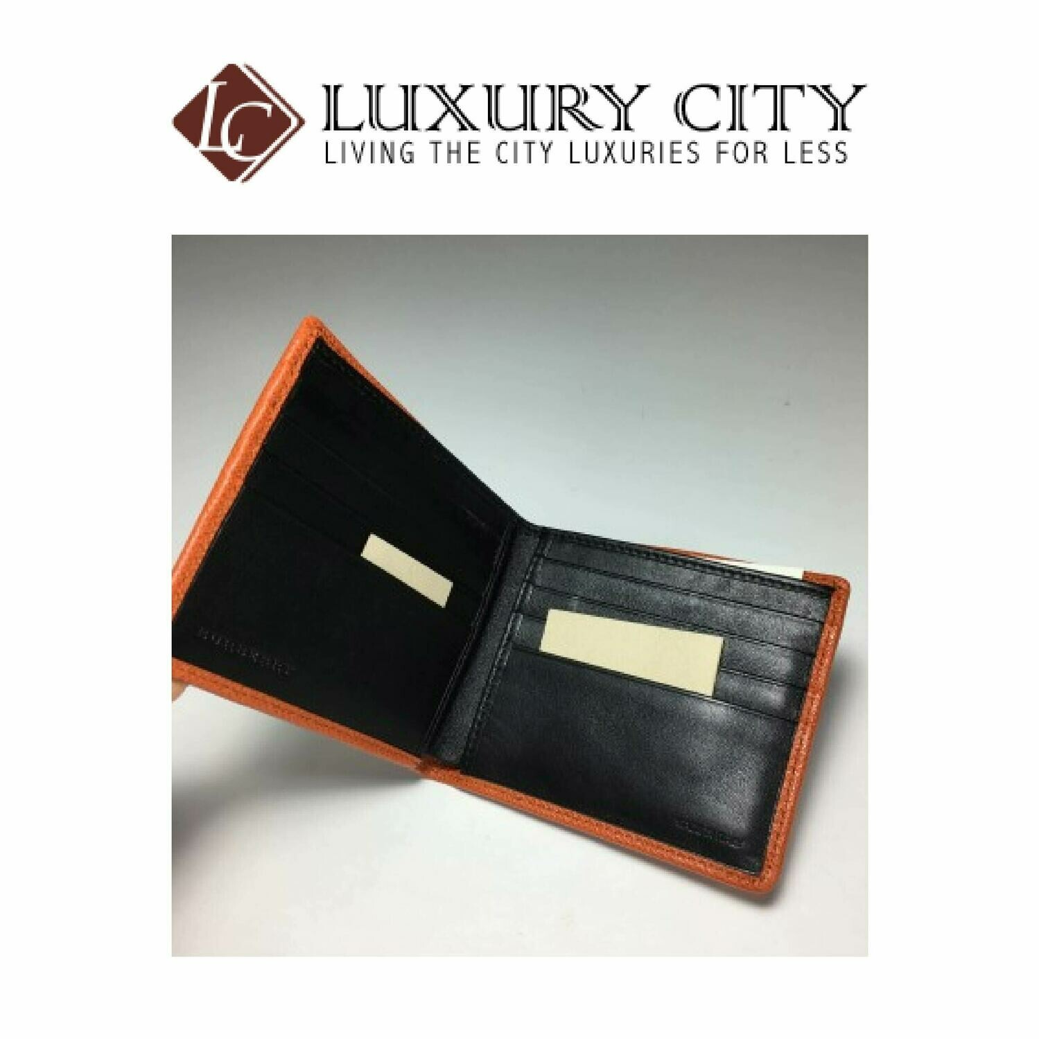 [Luxury City] Burberry Embossed Checked Calfskin Double Fold Short Folder Bright Orange