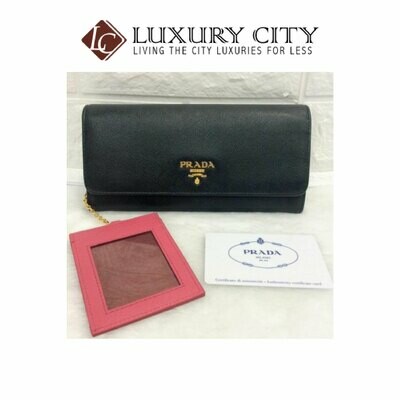[Luxury City] Preloved Prada Saffiano Long Wallet