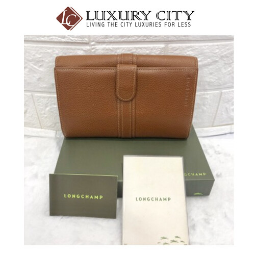 [Luxury City] Preloved Used Longchamp Full Leather Double Side Long Wallet