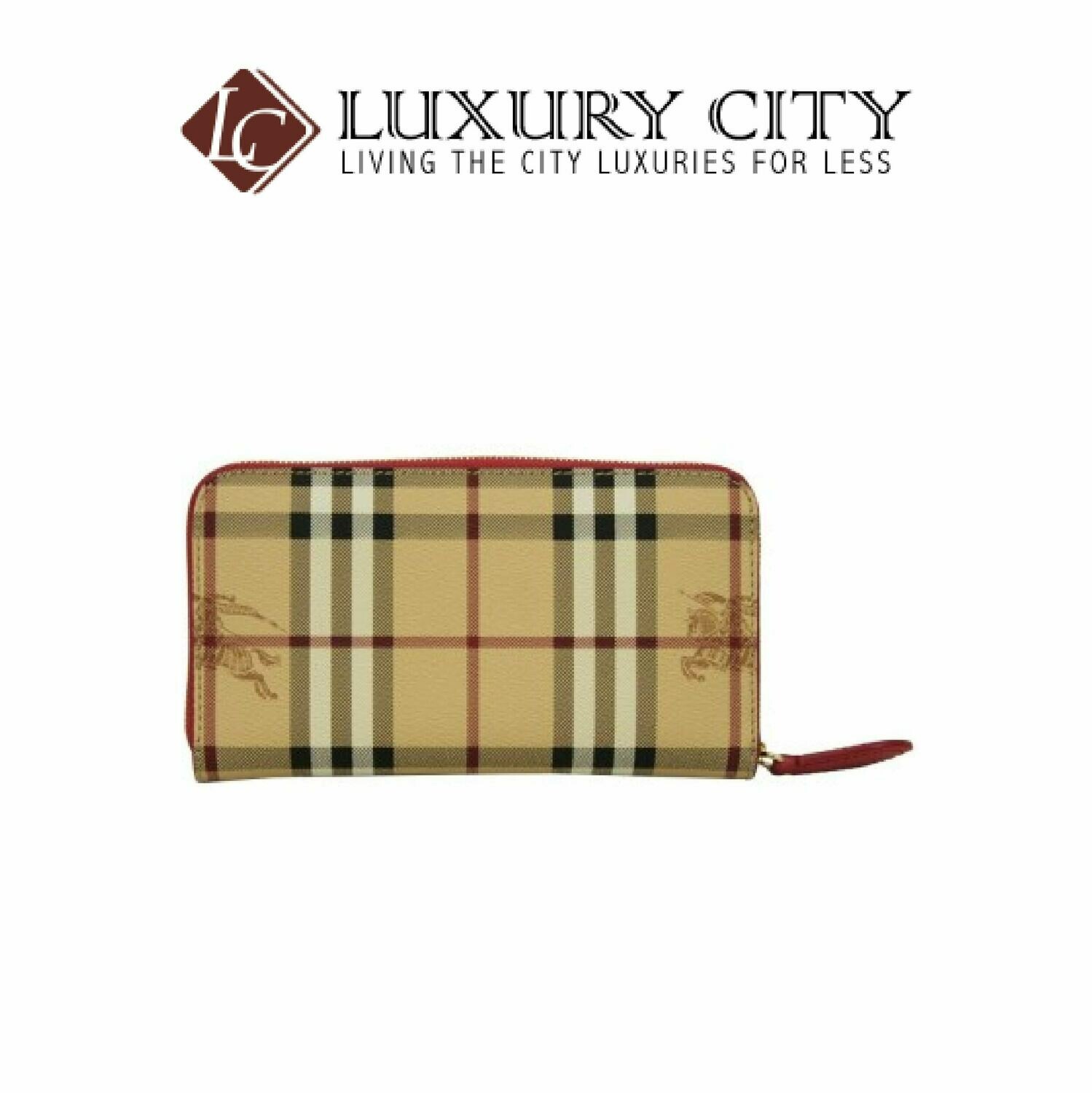 [Luxury City] Burberry Haymarket Check and Leather Zip Around Wallet Burberry-40607311