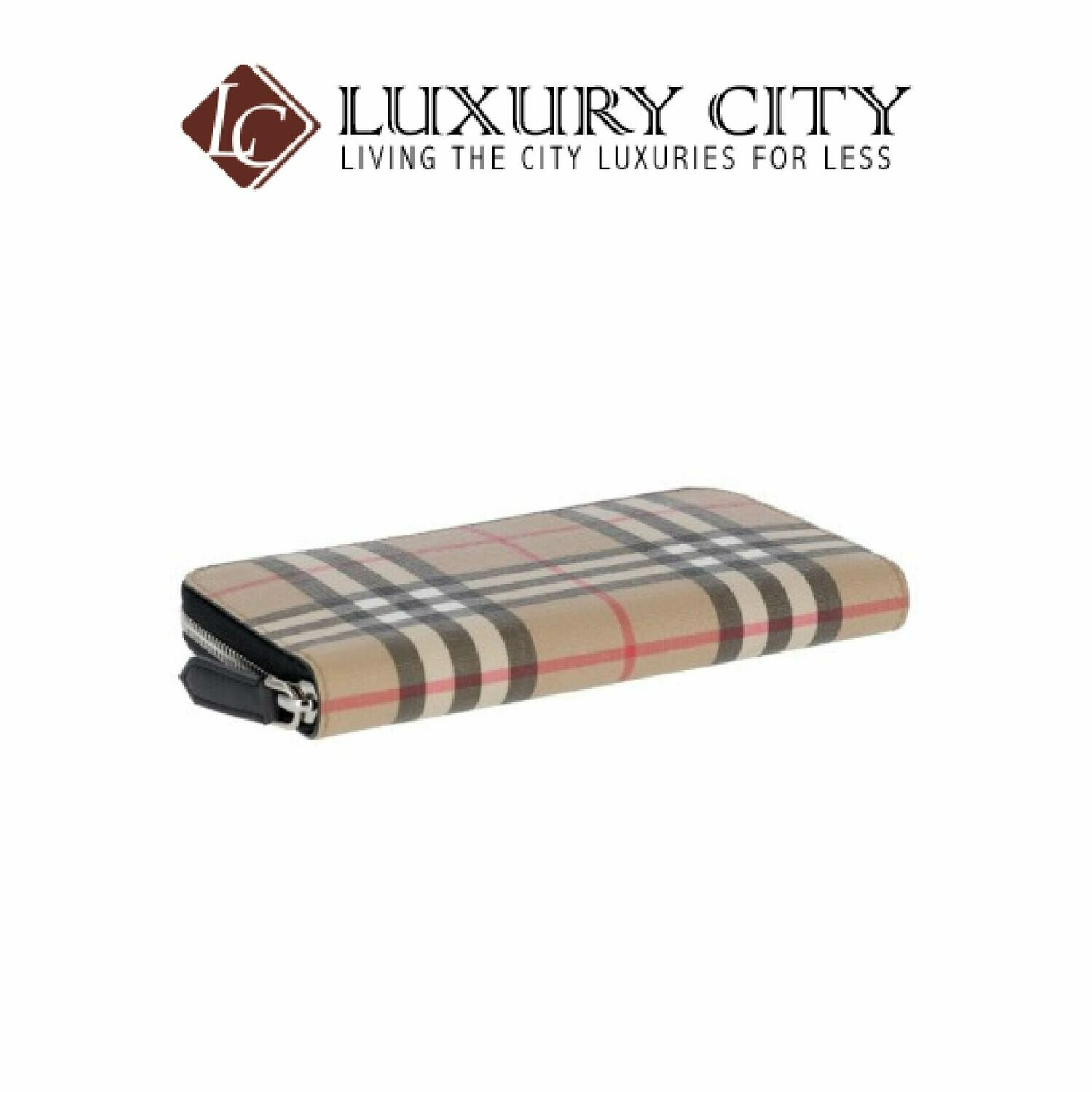 [Luxury City] Burberry Vintage Check Zip Around Wallet Light Brown Burberry-8016612