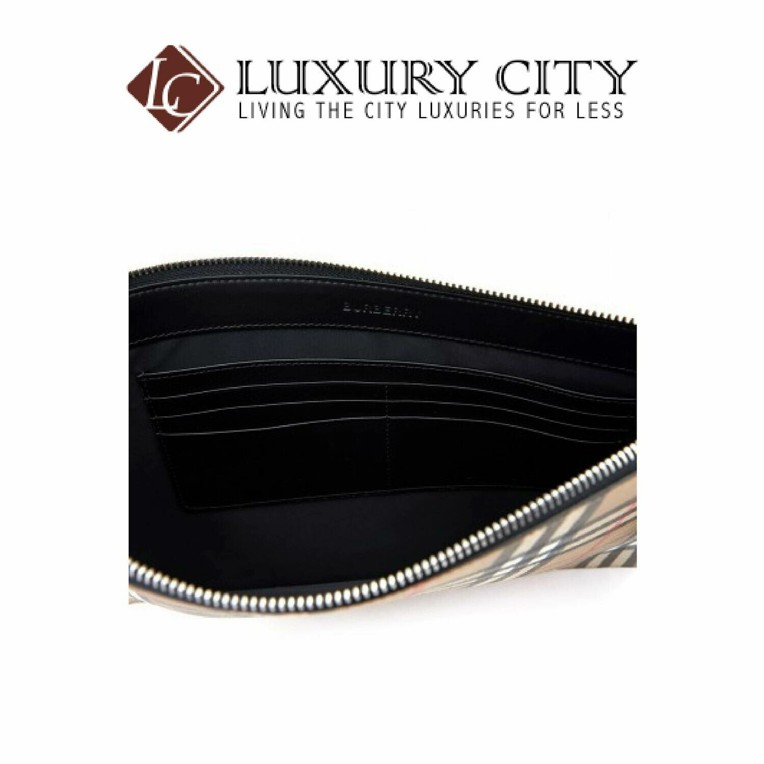 [Luxury City] Burberry Vintage Check E-Canvas and Leather Zip Pouch Burberry-8016615