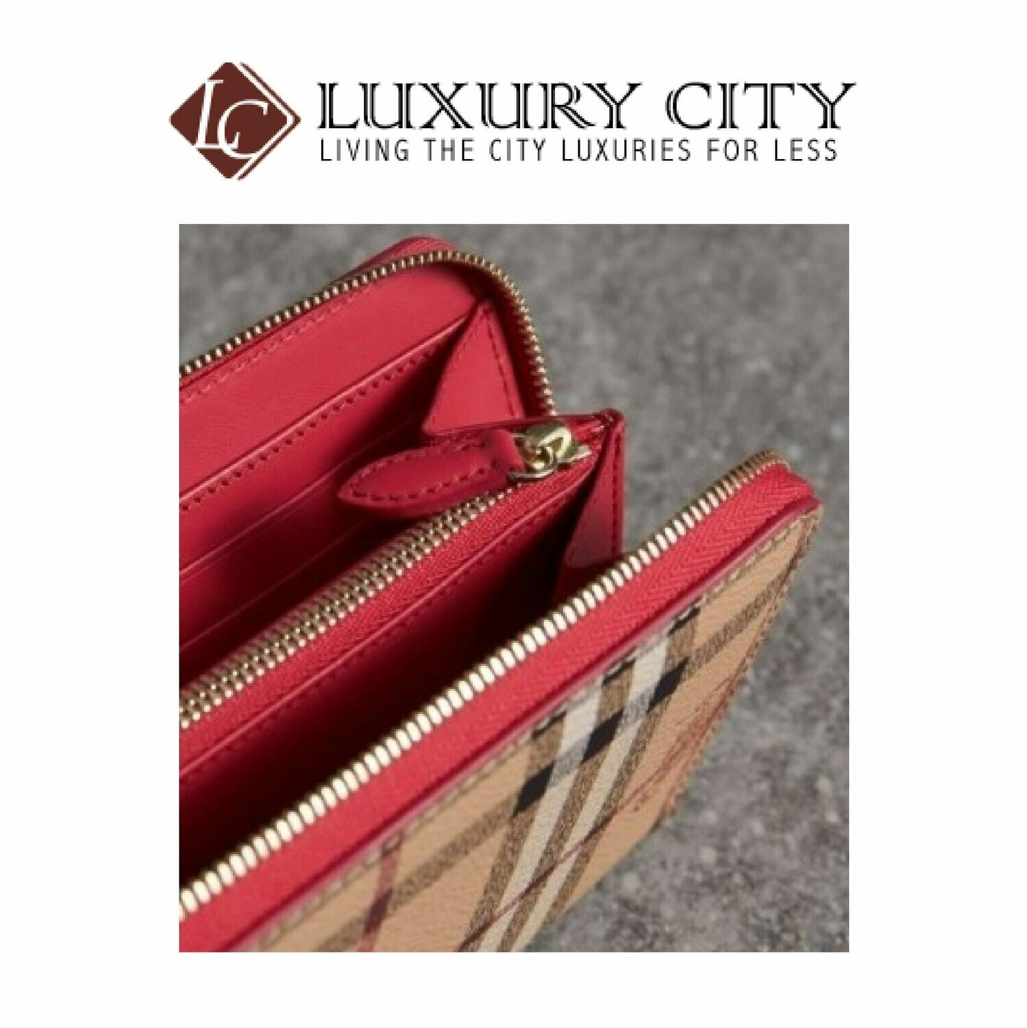 [Luxury City] Burberry Haymarket Check and Leather Zip Around Wallet Burberry-40607311