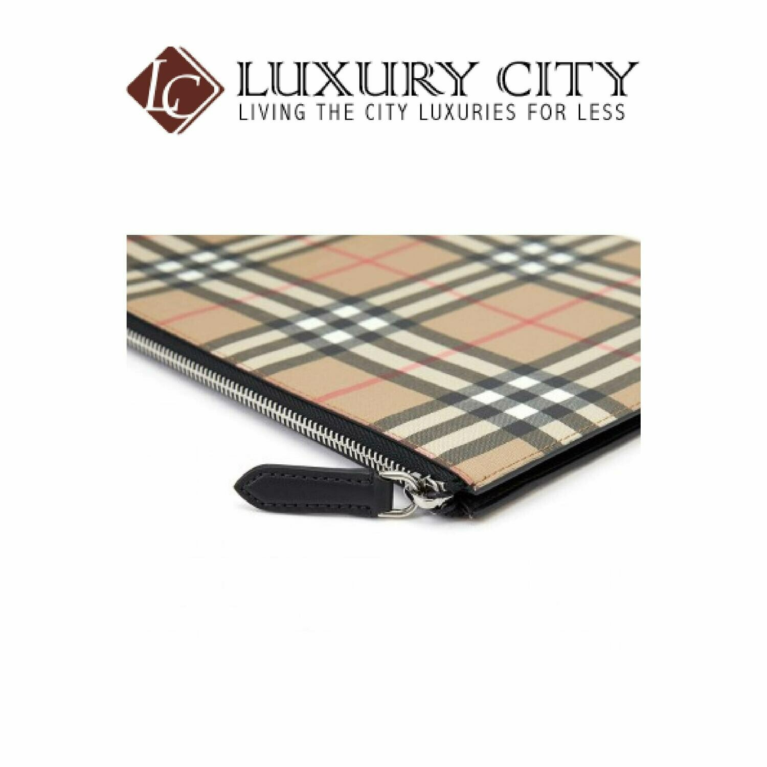 [Luxury City] Burberry Vintage Check E-Canvas and Leather Zip Pouch Burberry-8016615