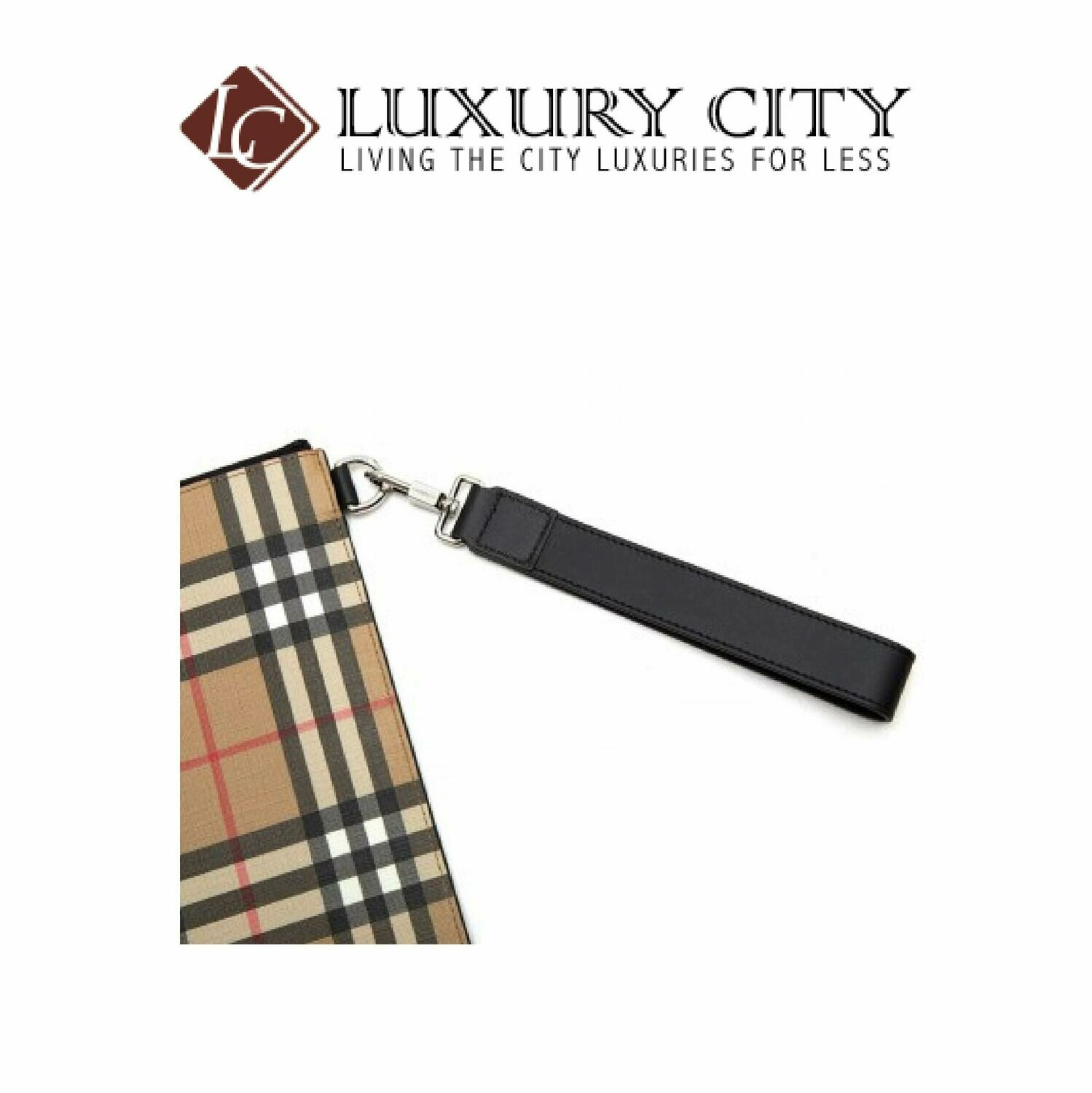 [Luxury City] Burberry Vintage Check E-Canvas and Leather Zip Pouch Burberry-8016615