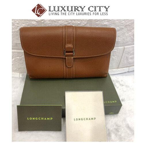 [Luxury City] Preloved Used Longchamp Full Leather Double Side Long Wallet