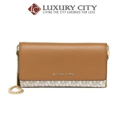 [Luxury City] Michael Kors Large Logo And Leather Convertible Chain Walletwhite/Cream MK-32H8GF5C3B