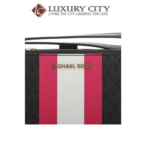 [Luxury City] Micheal Kors Adele Logo Stripe Smartphone Wallet Black MK-32T9LFDW4B