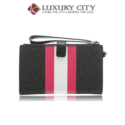 [Luxury City] Micheal Kors Adele Logo Stripe Smartphone Wallet Black MK-32T9LFDW4B