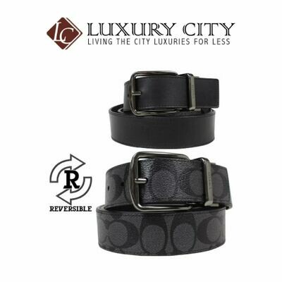[Luxury City] Coach Wide Harness Cut-To-Size Reversible Signature Coated Canvas Belt F64839 (Black)