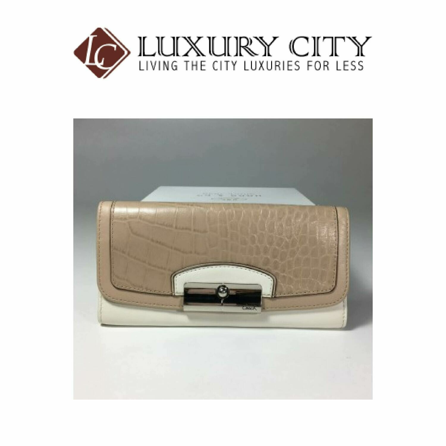 [Luxury City] Coach Kristin Spectator Leather Slim Envelope (Coach F49007) in Beige
