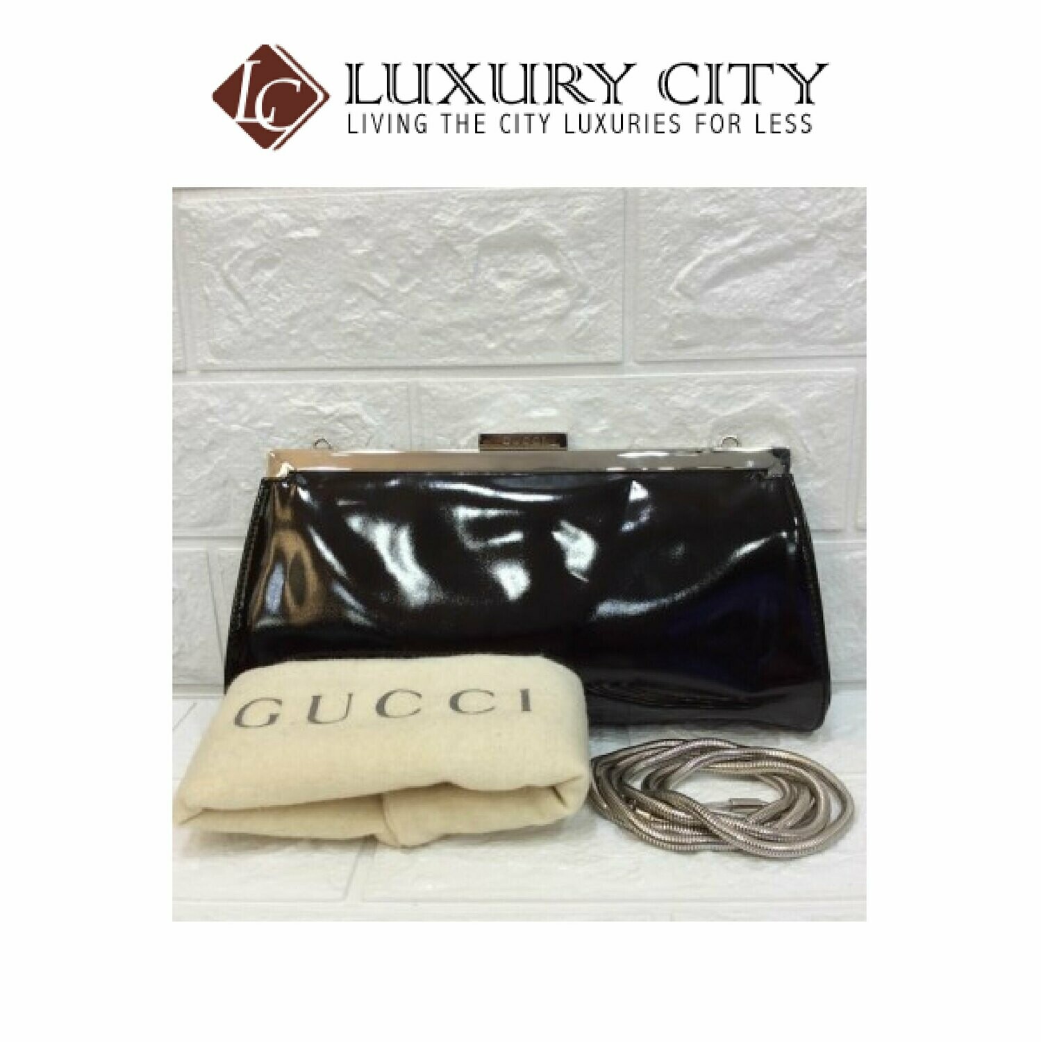 [Luxury City] Preloved Authentic Gucci Clutch Bag Black Condition: 9/10