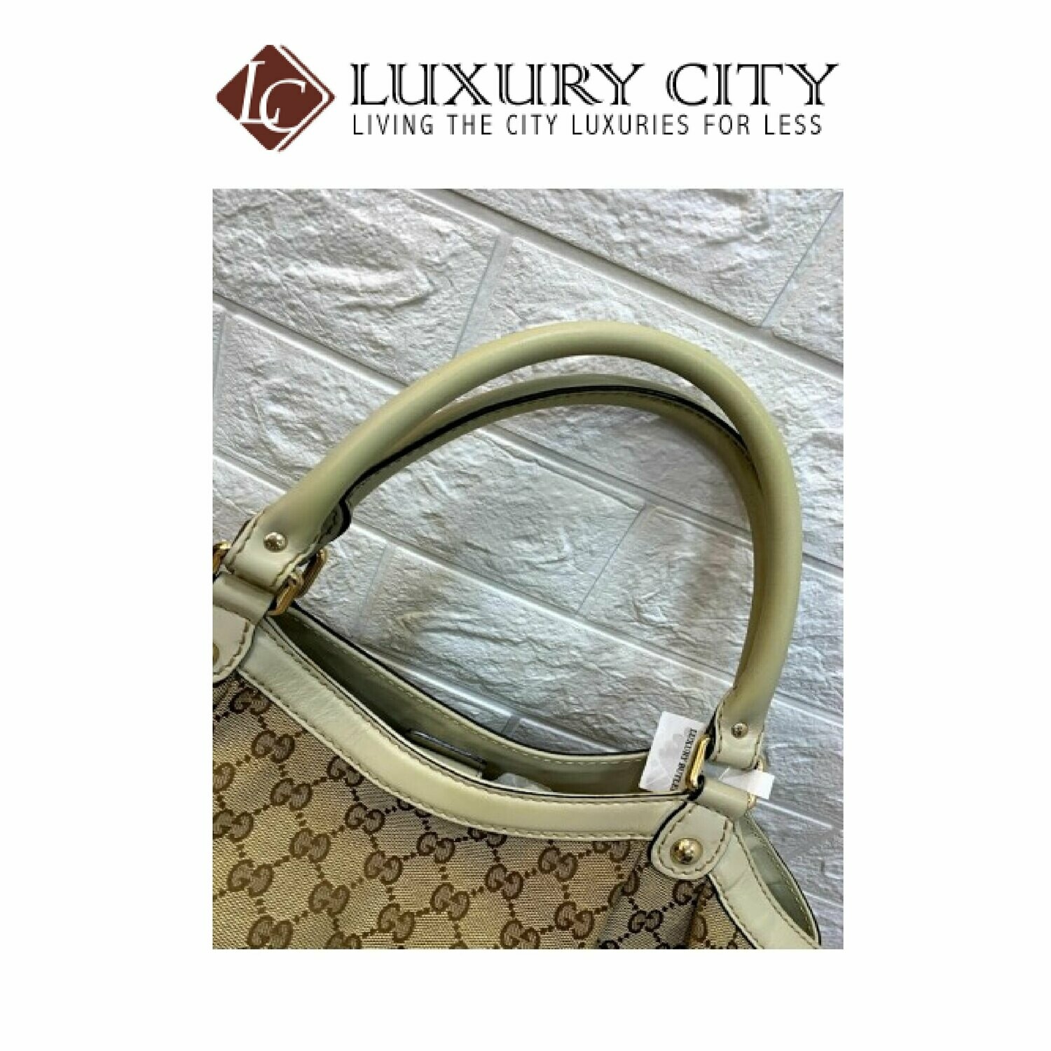 [Luxury City] Preloved Authentic Gucci GG Canvas Leather Trim Tote Bag