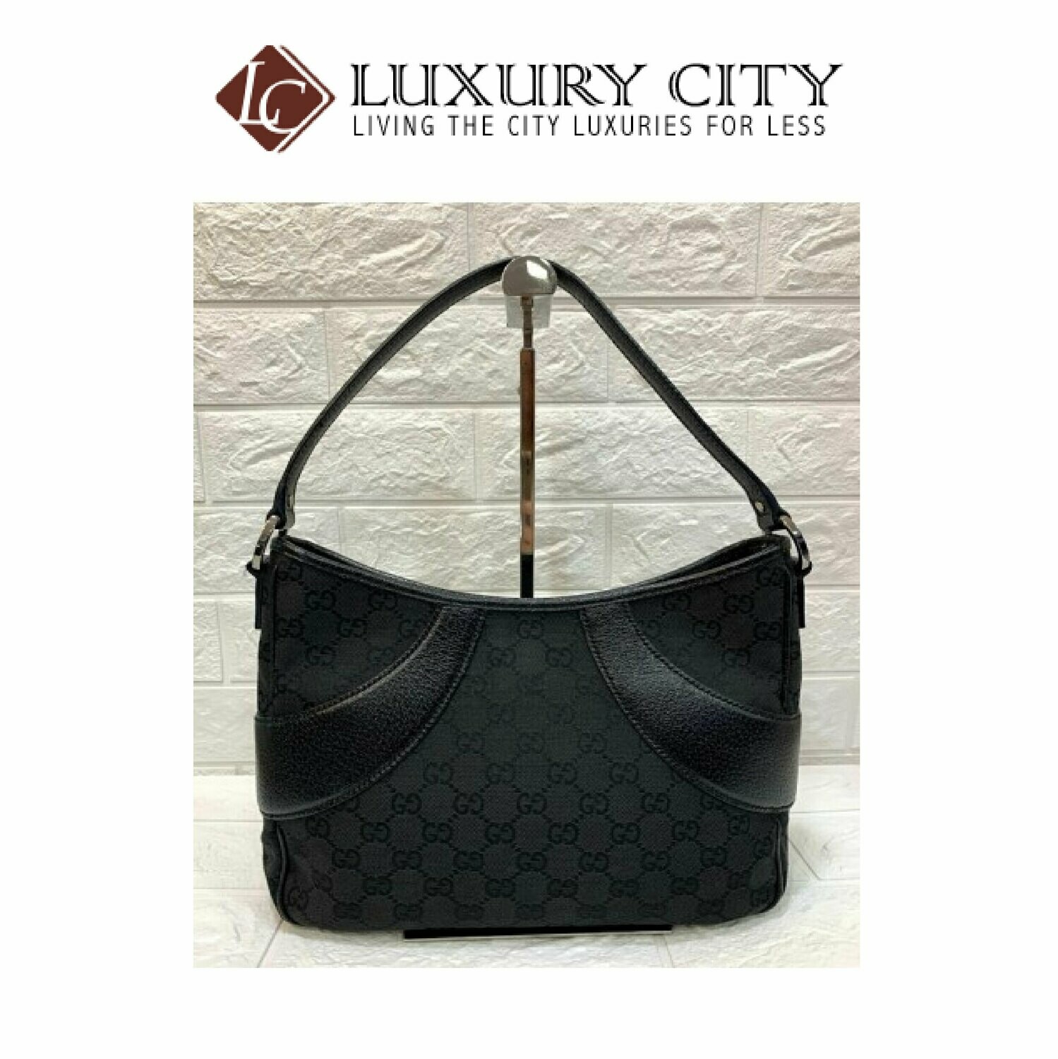 [Luxury City] Preloved Authentic Gucci Monogram Signature GG Tote Black