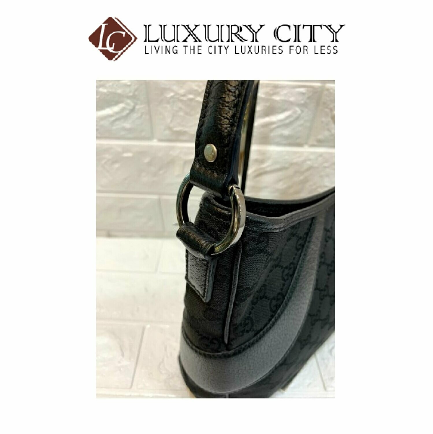 [Luxury City] Preloved Authentic Gucci Monogram Signature GG Tote Black