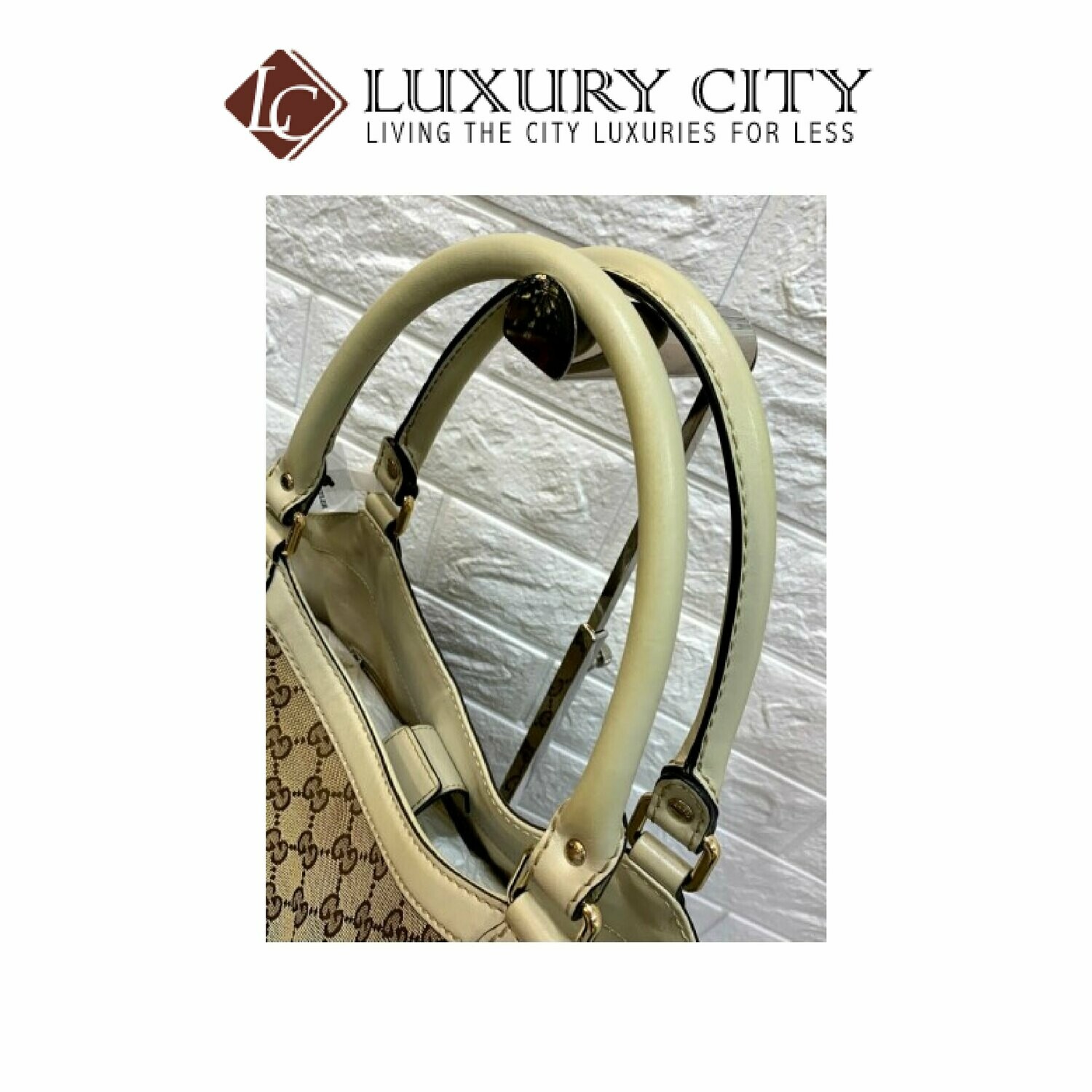 [Luxury City] Preloved Authentic Gucci GG Canvas Leather Trim Tote Bag