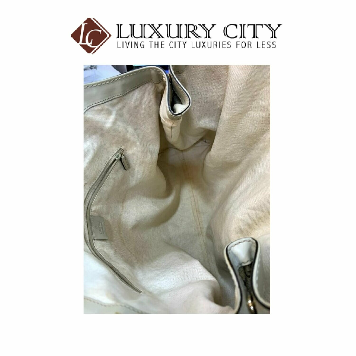 [Luxury City] Preloved Authentic Gucci GG Canvas Leather Trim Tote Bag
